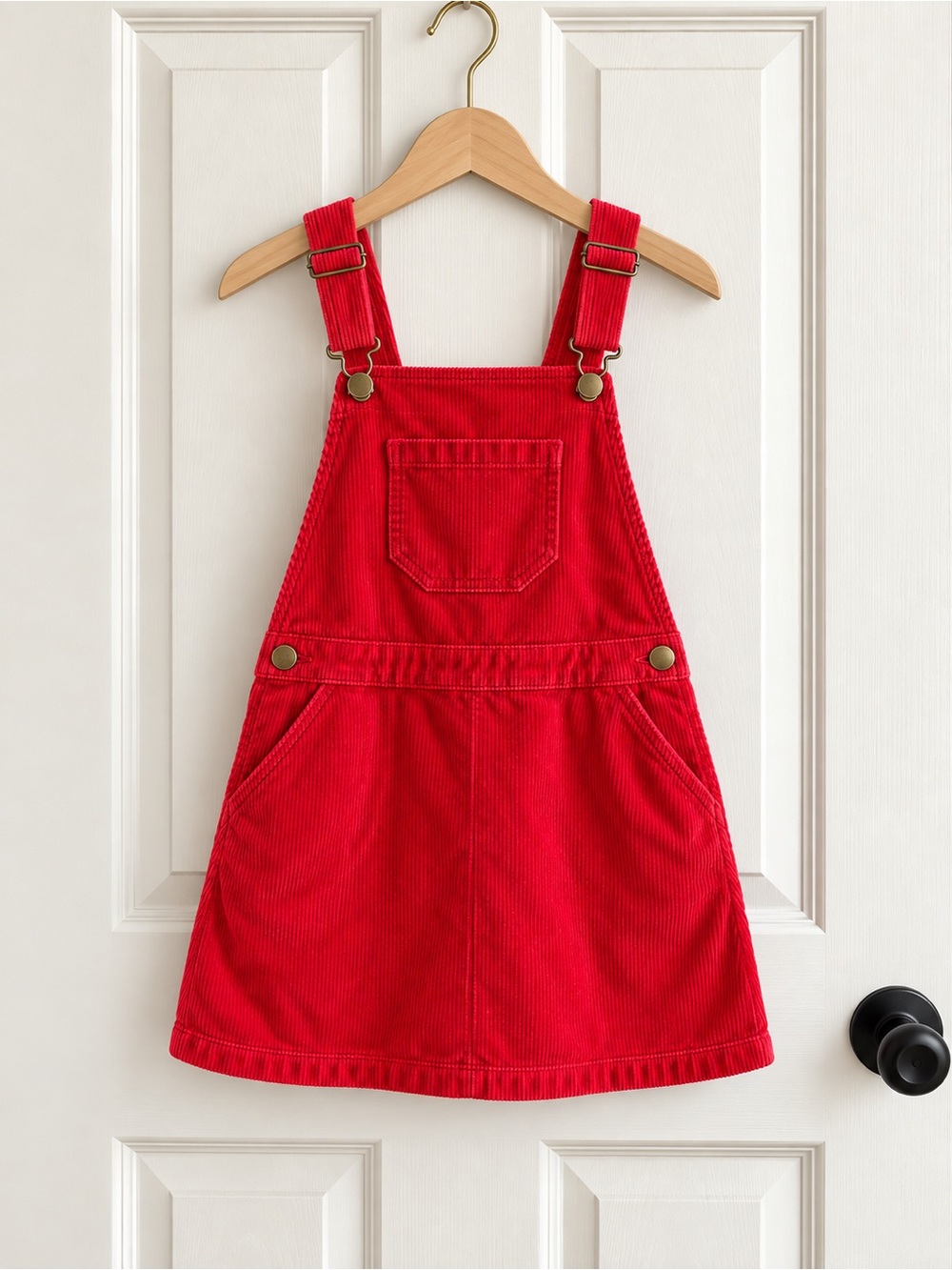 Hanna Andersson Girls 6-7 Red Corduroy Overall Jumper Dress